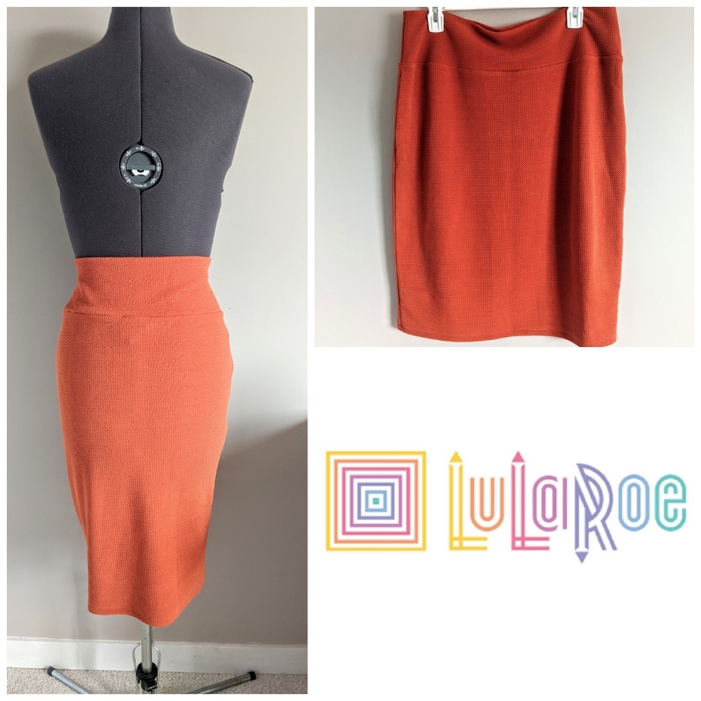 LuLaRoe Plus Size Rust Textured Pencil Skirt